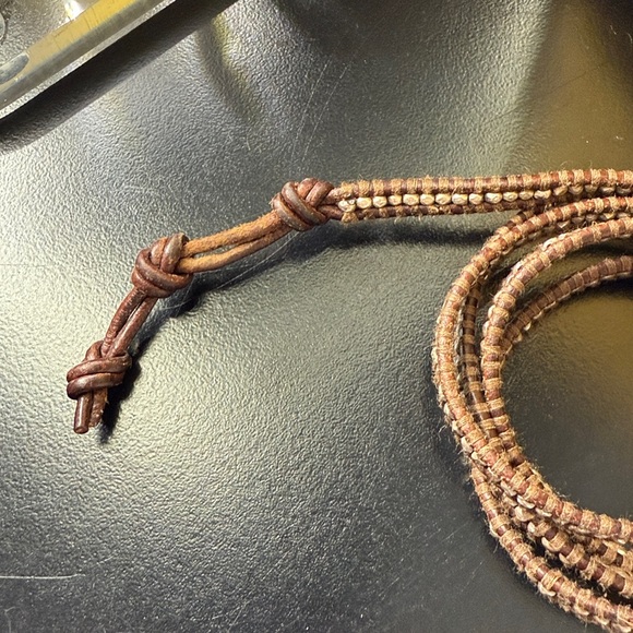 Chan Luu Sterling Silver Wrap Bracelet on Natural Brown Leather - Picture 6 of 6